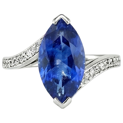 Unique Sapphire Marquise Natural Earth Mined Diamond Ring