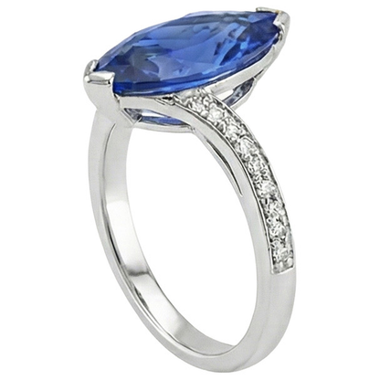 Unique Sapphire Marquise Natural Earth Mined Diamond Ring