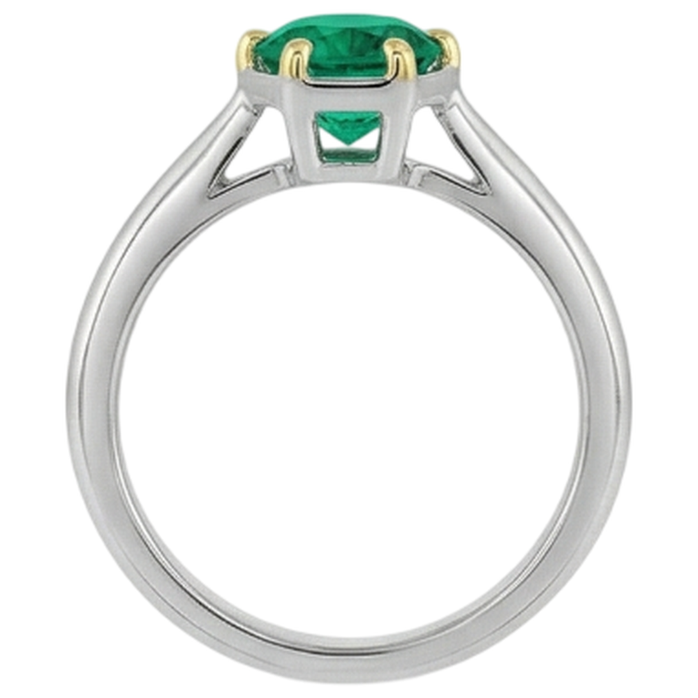 Natural Real ( Not Lab Grown ) Unique Solitaire Green Emerald GIA Ring