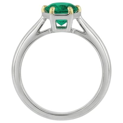 Natural Real ( Not Lab Grown ) Unique Solitaire Green Emerald GIA Ring
