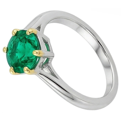 Natural Real ( Not Lab Grown ) Unique Solitaire Green Emerald GIA Ring