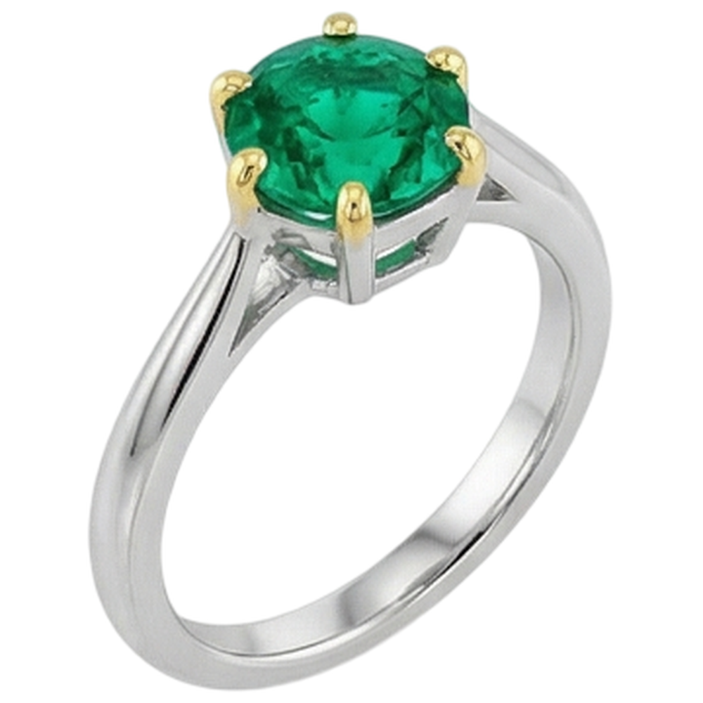 Natural Real ( Not Lab Grown ) Unique Solitaire Green Emerald GIA Ring