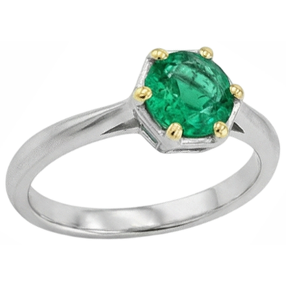 Natural Real ( Not Lab Grown ) Unique Solitaire Green Emerald GIA Ring