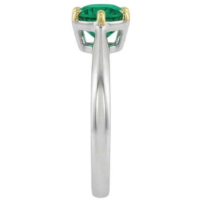 Natural Real ( Not Lab Grown ) Unique Solitaire Green Emerald GIA Ring