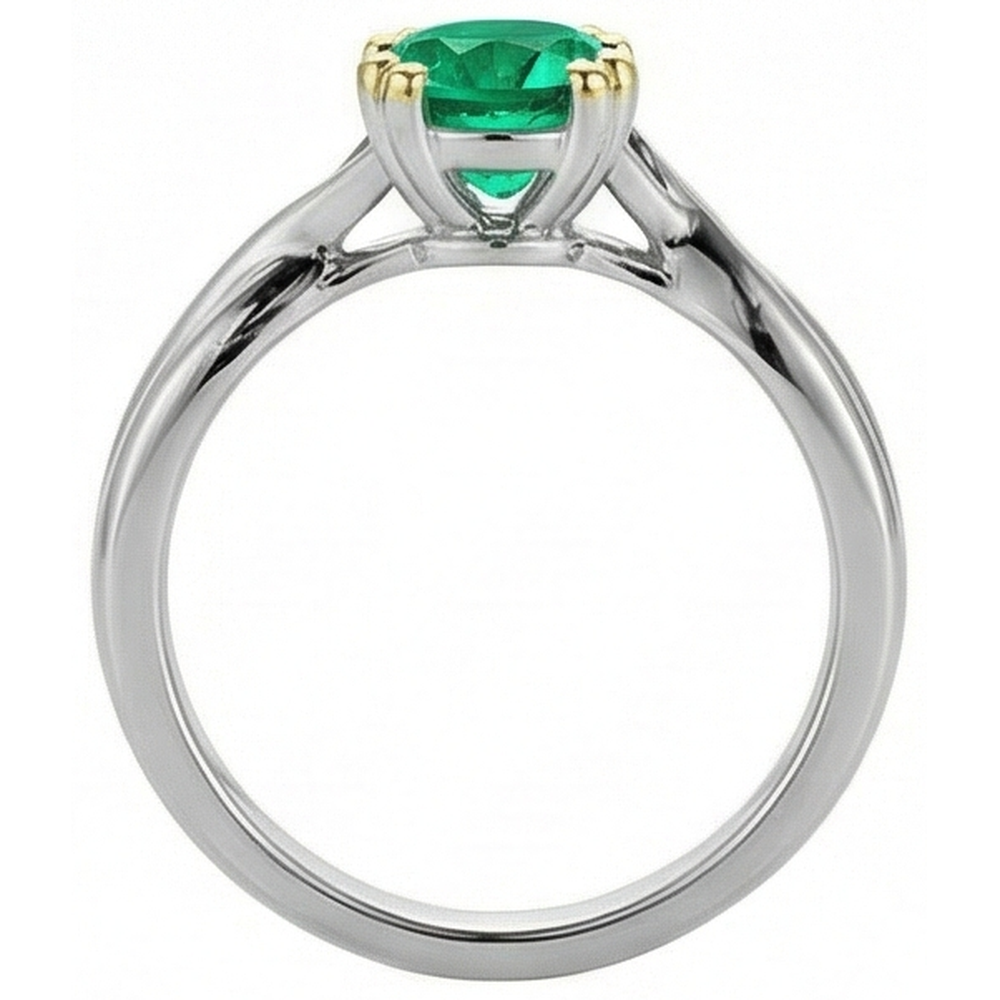 Natural Real ( Not Lab Grown ) Unique Solitaire Ring Genuine Green Emerald GIA