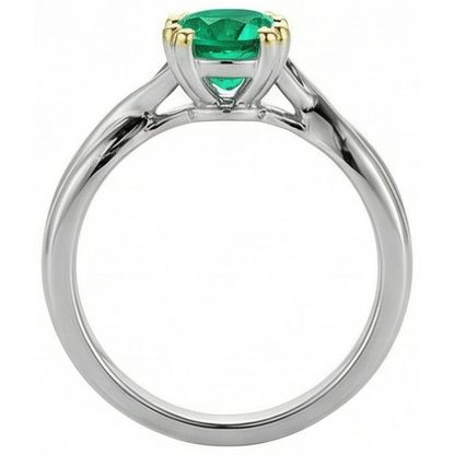 Natural Real ( Not Lab Grown ) Unique Solitaire Ring Genuine Green Emerald GIA