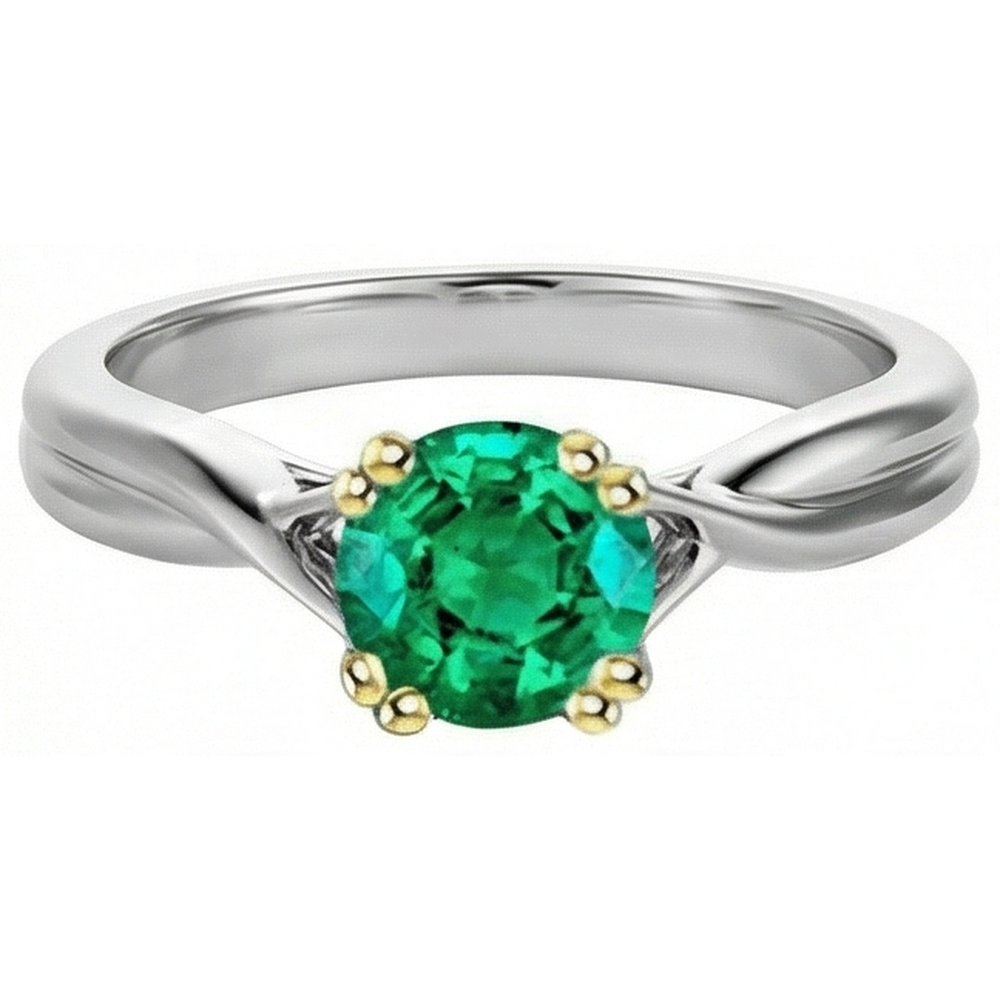 Natural Real ( Not Lab Grown ) Unique Solitaire Ring Genuine Green Emerald GIA