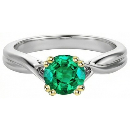 Natural Real ( Not Lab Grown ) Unique Solitaire Ring Genuine Green Emerald GIA