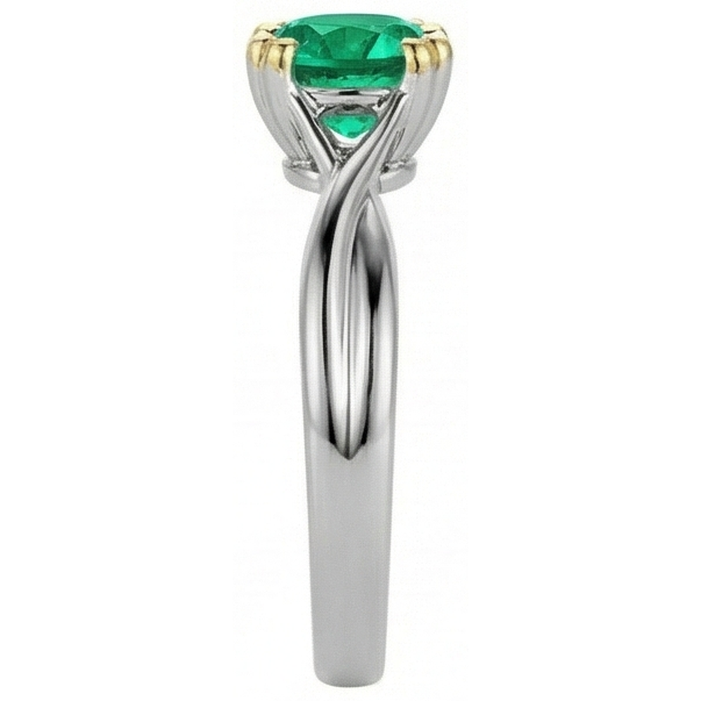 Natural Real ( Not Lab Grown ) Unique Solitaire Ring Genuine Green Emerald GIA