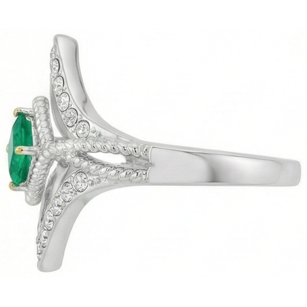 Natural Real ( Not Lab Grown ) Unique Square Shape Ring Green Emerald GIA Diamond Jewelry