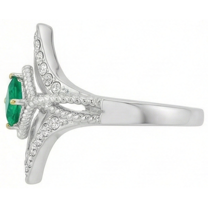 Natural Real ( Not Lab Grown ) Unique Square Shape Ring Green Emerald GIA Diamond Jewelry