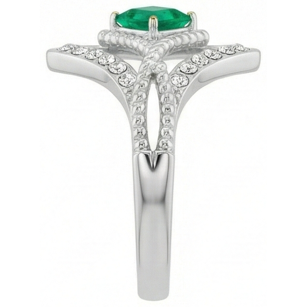 Natural Real ( Not Lab Grown ) Unique Square Shape Ring Green Emerald GIA Diamond Jewelry