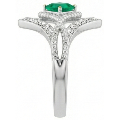 Natural Real ( Not Lab Grown ) Unique Square Shape Ring Green Emerald GIA Diamond Jewelry