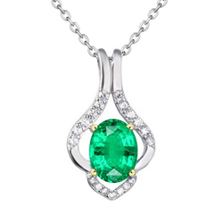 Unique Women’s Pendant Green Emerald Everyday Necklace