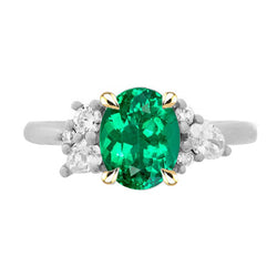 Natural Real ( Not Lab Grown ) Unique Green Emerald GIA Diamond Ring Oval Cut