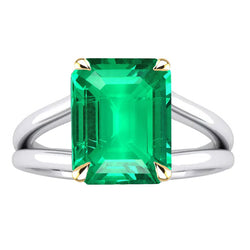 Natural Real ( Not Lab Grown ) Unique Green Emerald GIA Ring Solitaire Gemstone Jewelry
