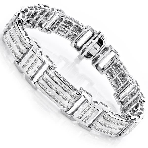 Mens Square Baguette Diamond Statement Designer 10K Rose Gold Bracelet 8  1/2CT