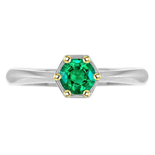 Unique Solitaire Green Emerald Ring