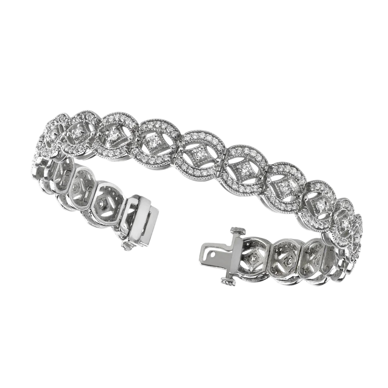 Unique Vintage Like Art Deco Natural Earth Mined Diamond Bracelet