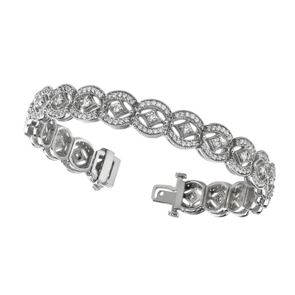 Unique Vintage Like Art Deco Natural Earth Mined Diamond Bracelet