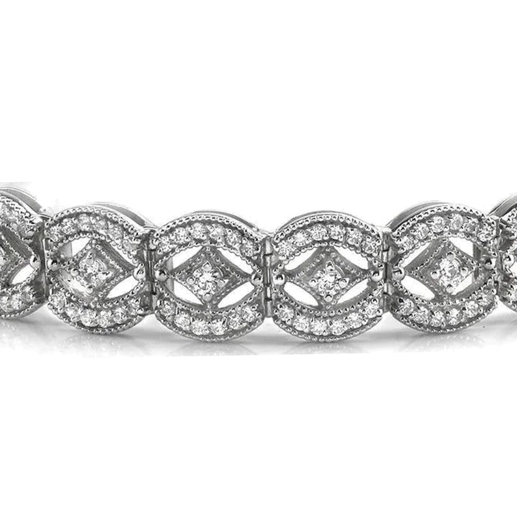 Unique Vintage Like Art Deco Natural Earth Mined Diamond Bracelet