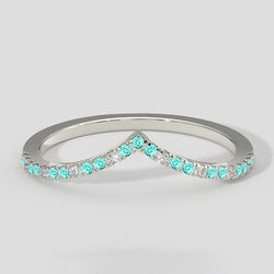 V-Shaped Paraiba Stacking Band Ring