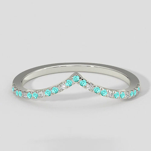 V-Shaped Paraiba Stacking Band Ring