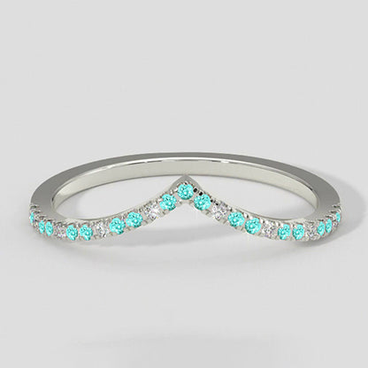 V-Shaped Paraiba Stacking Band Ring