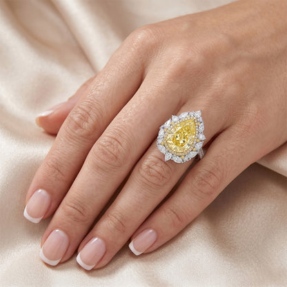 VVS Clarity Halo Setting Ring – Yellow Canary Diamond 3.25 ct 14K