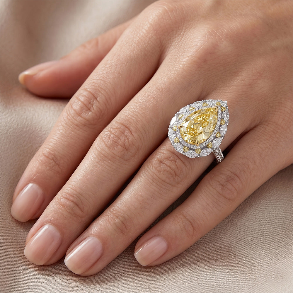VVS Clarity Halo Setting Ring – Yellow Canary Diamond 3.50 ct