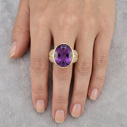 VVS Clarity Purple Amethyst Colored Stone Ring 9 ct – 14K Yellow