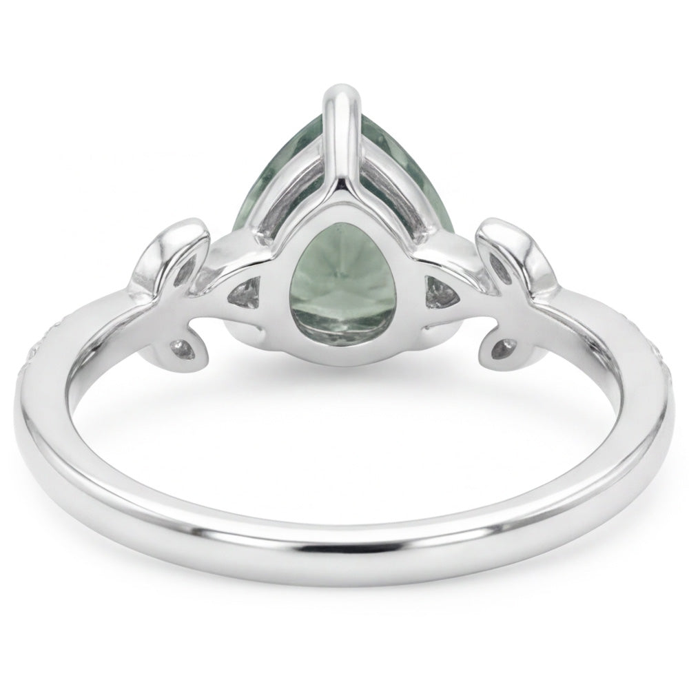 VVS Green Prasiolite Gemstone Ring 2.0 ct – 14 Karat White Gold