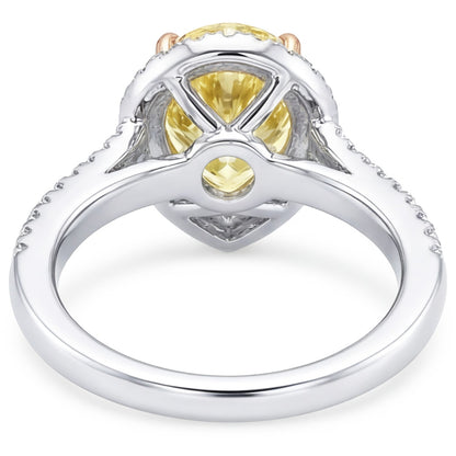 VVS Halo Engagement Ring – Yellow Canary Diamond 2 ct 14K Two Tone