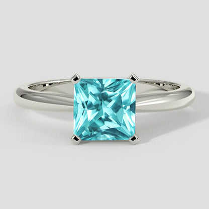Natural Real ( Not Lab Grown )  Vibrant 1.75 Carat Cushion Paraiba Ring