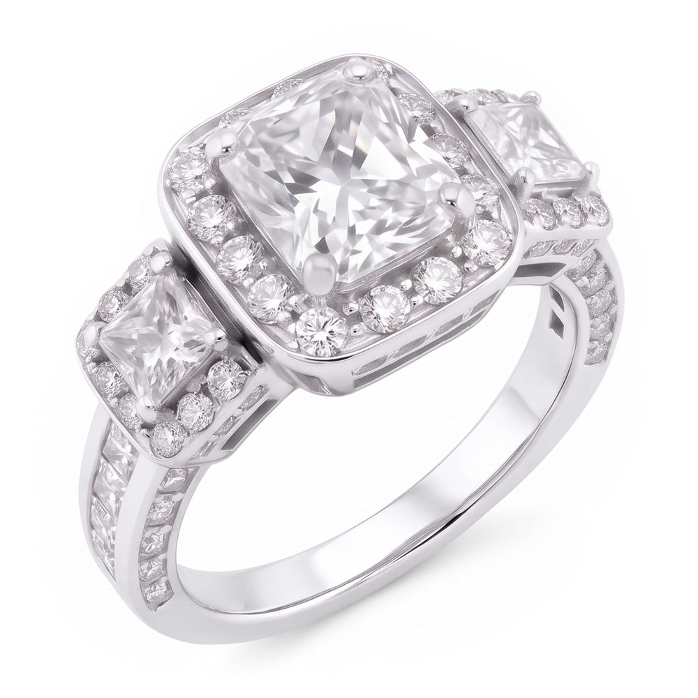 Vintage Inspired 3.50 Carats Cushion Natural Earth Mined Diamond Anniversary Ring