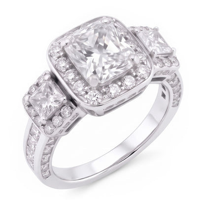 Vintage Inspired 3.50 Carats Cushion Natural Earth Mined Diamond Anniversary Ring