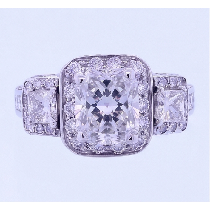 Vintage Inspired 3.50 Carats Cushion Natural Earth Mined Diamond Anniversary Ring