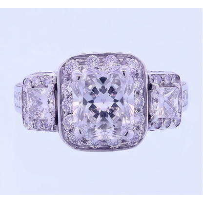 Vintage Inspired 3.50 Carats Cushion Natural Earth Mined Diamond Anniversary Ring