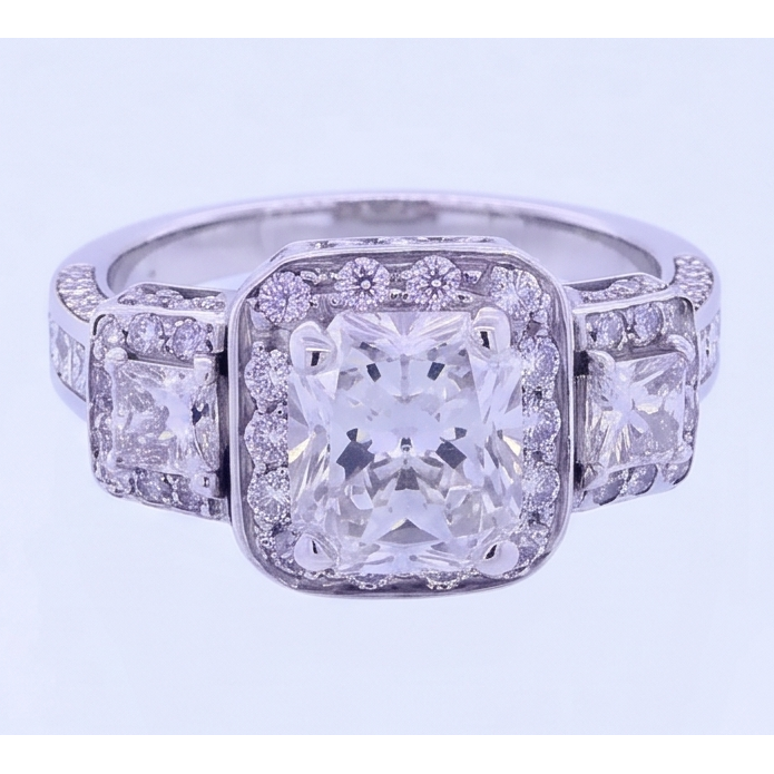 Vintage Inspired 3.50 Carats Cushion Natural Earth Mined Diamond Anniversary Ring