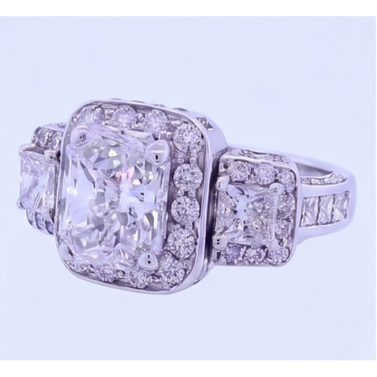 Vintage Inspired 3.50 Carats Cushion Natural Earth Mined Diamond Anniversary Ring