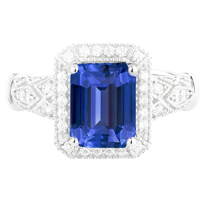 Vintage Look Art Deco Sapphire Natural Earth Mined Diamond Ring