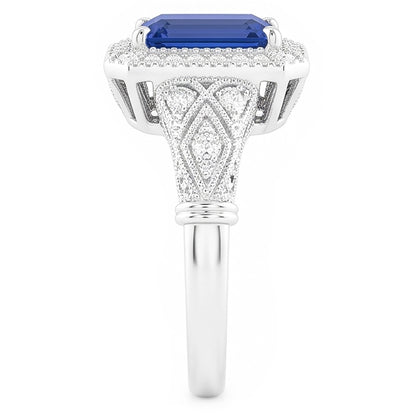 Vintage Look Art Deco Sapphire Natural Earth Mined Diamond Ring