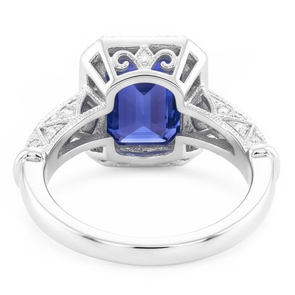 Vintage Look Art Deco Sapphire Natural Earth Mined Diamond Ring
