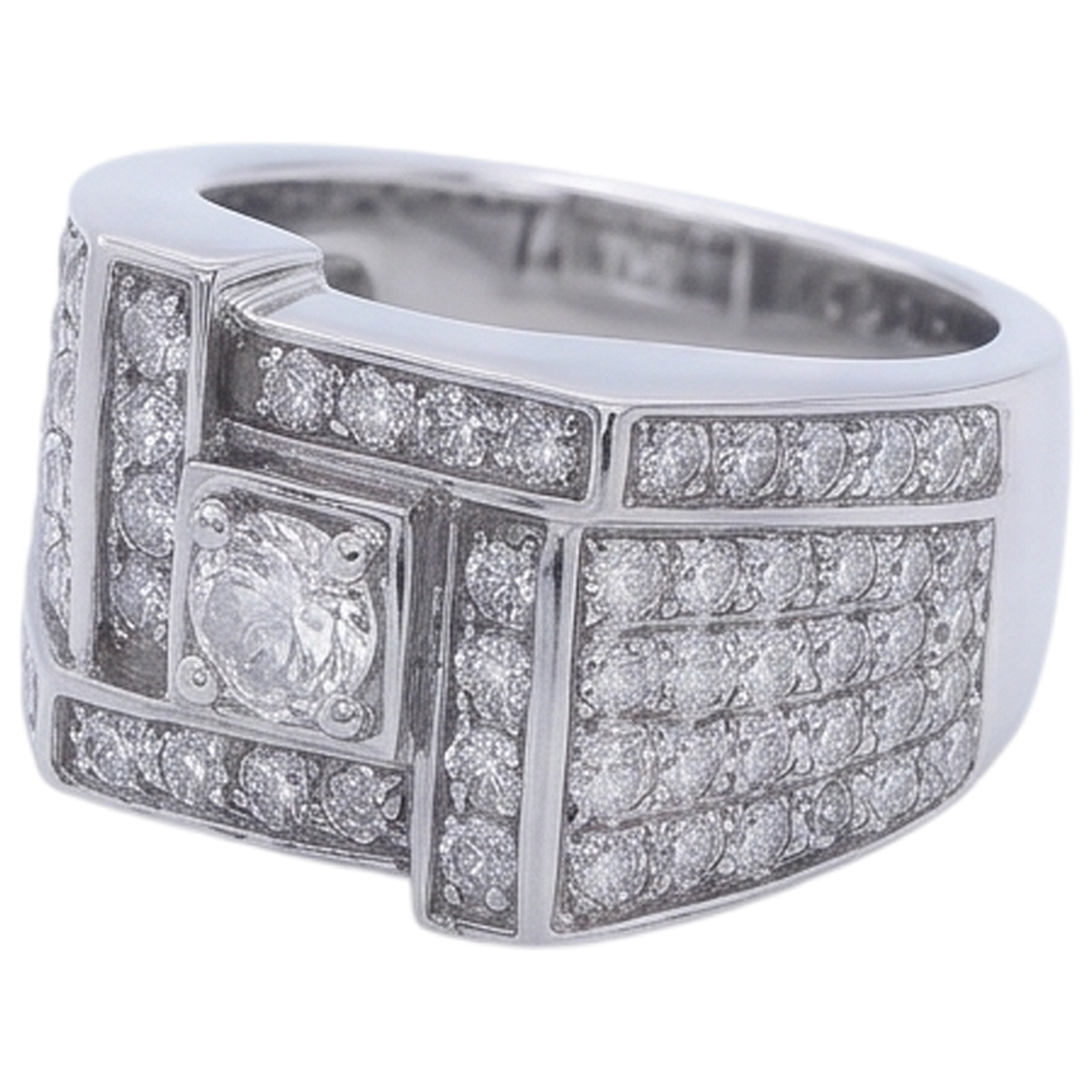 Vintage Look Men’s Ring Round Diamond Jewelry 3 Carats