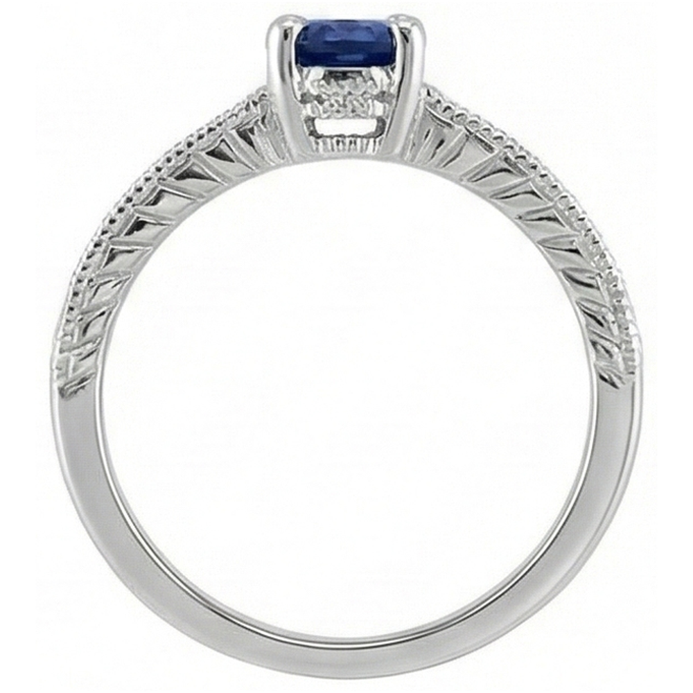 Vintage Style Ceylon Sapphire Natural Earth Mined Diamond Ring 2 Carats White Gold 14K