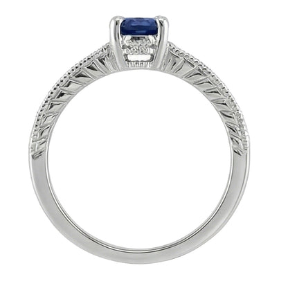 Vintage Style Ceylon Sapphire Natural Earth Mined Diamond Ring 2 Carats White Gold 14K