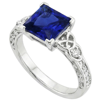 Vintage Style Ceylon Sapphire & Natural Earth Mined Diamond Ring 5.25 Carats Gold 14K