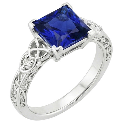 Vintage Style Ceylon Sapphire & Natural Earth Mined Diamond Ring 5.25 Carats Gold 14K