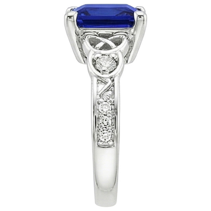 Vintage Style Ceylon Sapphire & Natural Earth Mined Diamond Ring 5.25 Carats Gold 14K