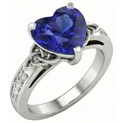 Natural Sapphire Ring 3.50ct - White Gold 14K